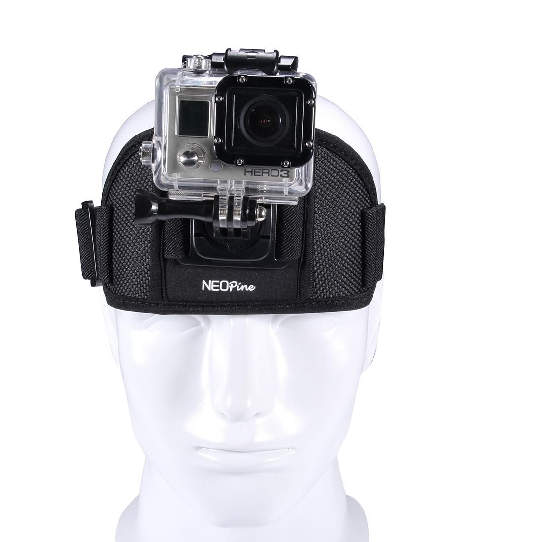 NEOpine Adjustable Action Camera Fixed Head Strap for GoPro HERO4 /3+ /3 /2 /1, Xiaomi Yi Sport Camera (Black)