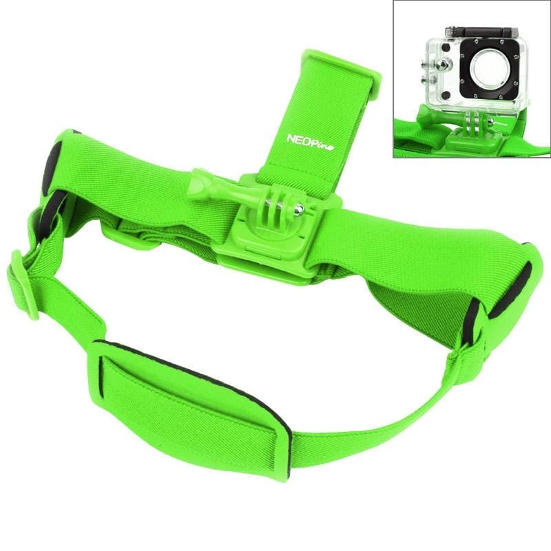 NEOpine GHS-2 Adjustable Action Camera Fixed Head Strap for GoPro HERO4 /3+ /3 /2 /1, Xiaomi Yi Sport Camera (Green)