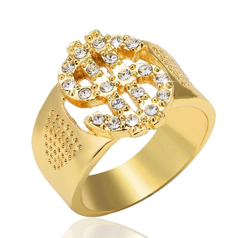 Rock Bling Gold US Dollar Sign Signets Rings for Men Jewelry, Ring Size:10 (Gold)