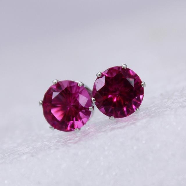 5 PCS Women Fashion Crystal Stud Imitation Zircon Earrings (Silver-Rose Red)