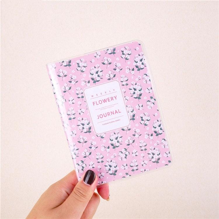 PVC Notepad Color Inner Page Week Plan A6 Pocket Hand Ledger (Pink Floral)