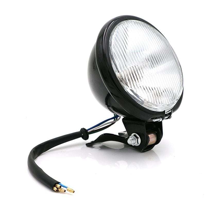 Motorcycle Black Shell Glass Retro Lamp LED Headlight Modification Accessories (Yellow)