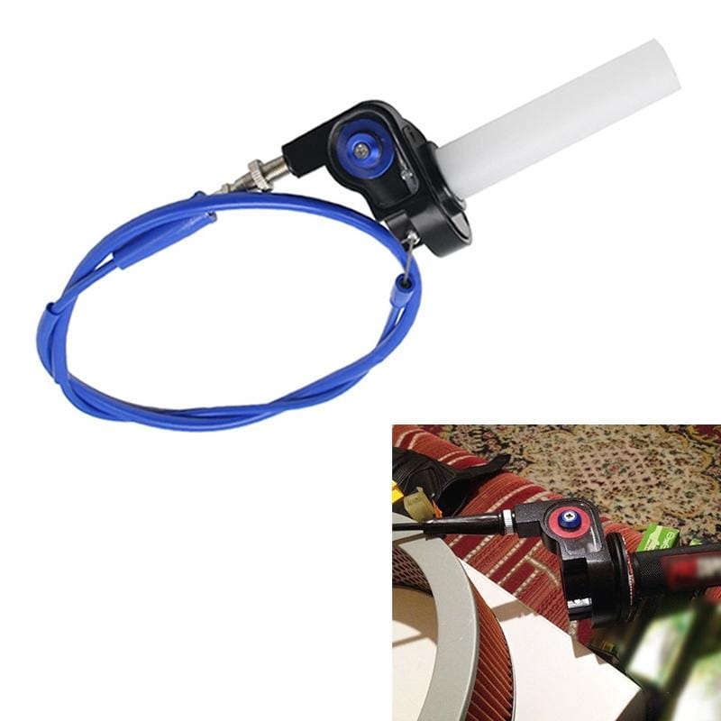 Off-road Motorcycle Modified 22mm Handle Throttle Clamp Hand Grip Big Torque Oil Visual Throttle Accelerator for with Cable (Blue with Blue Throttle Cable)