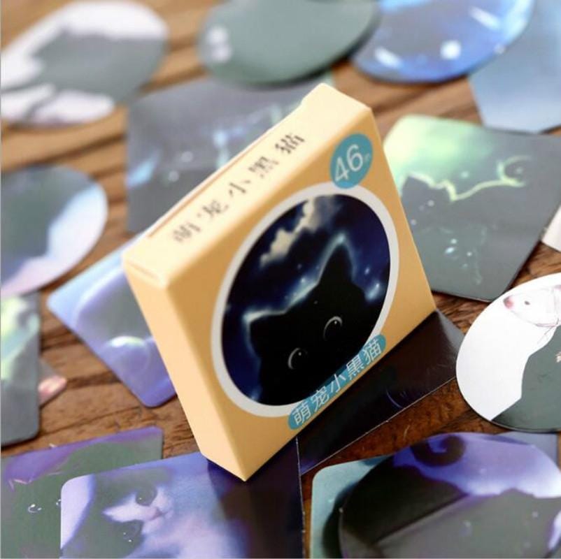 5 PCS Cute Little Black Cat Boxed Stickers Stickers DIY Hand Account Stickers