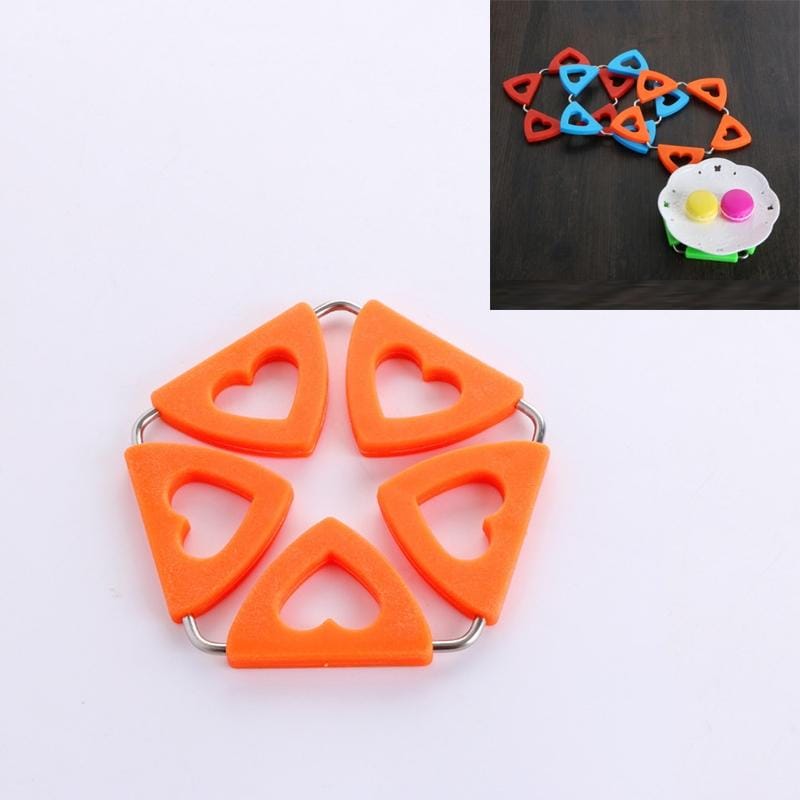 Silicone Insulation Mat Heart-shaped Place Mat Creative Pot Mat (Orange)