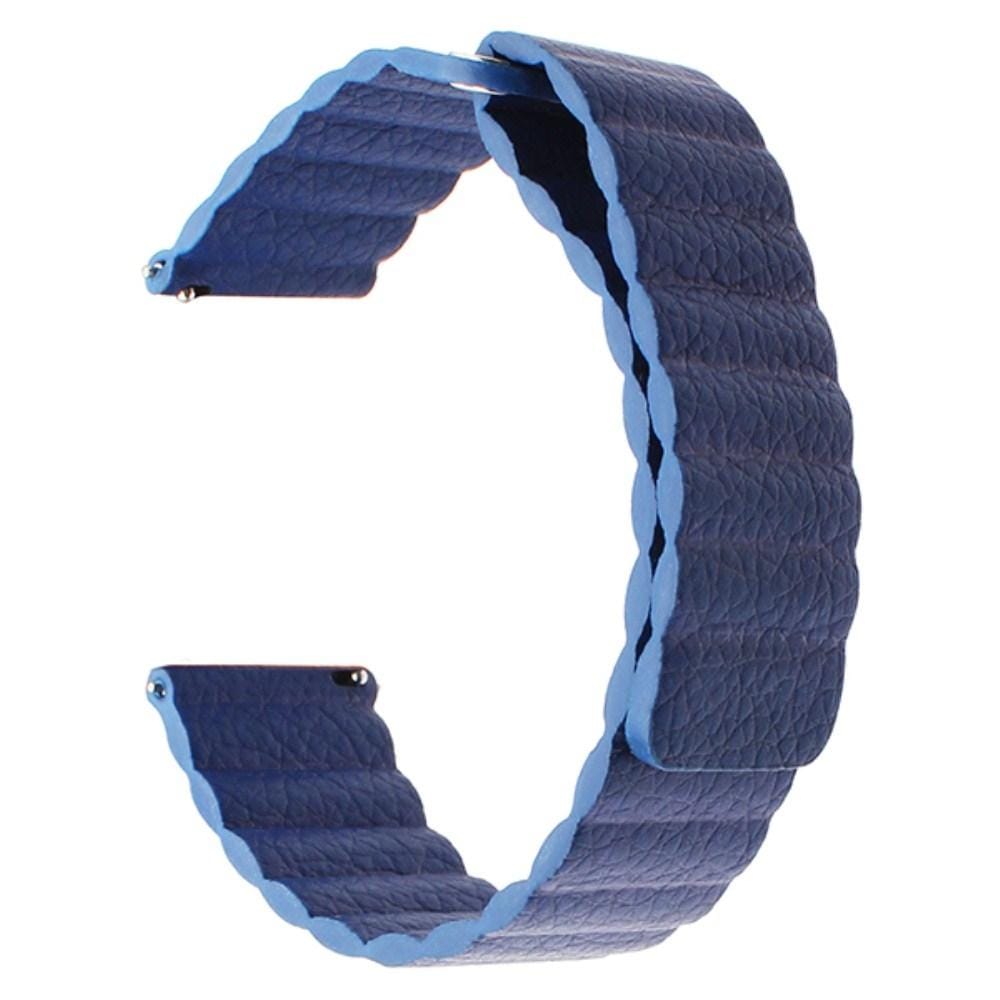 Suitable For Samsung Gear S2 / Active2 Smart Watch Strap Universal 20mm Magnetic Buckle Leather Replacement Wrist Strap (blue)