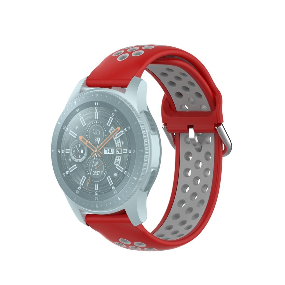 For Samsung Galaxy Watch 46mm / Gear S3 Universal Sports Two-tone Silicone Replacement Wrist Strap (Red Grey)