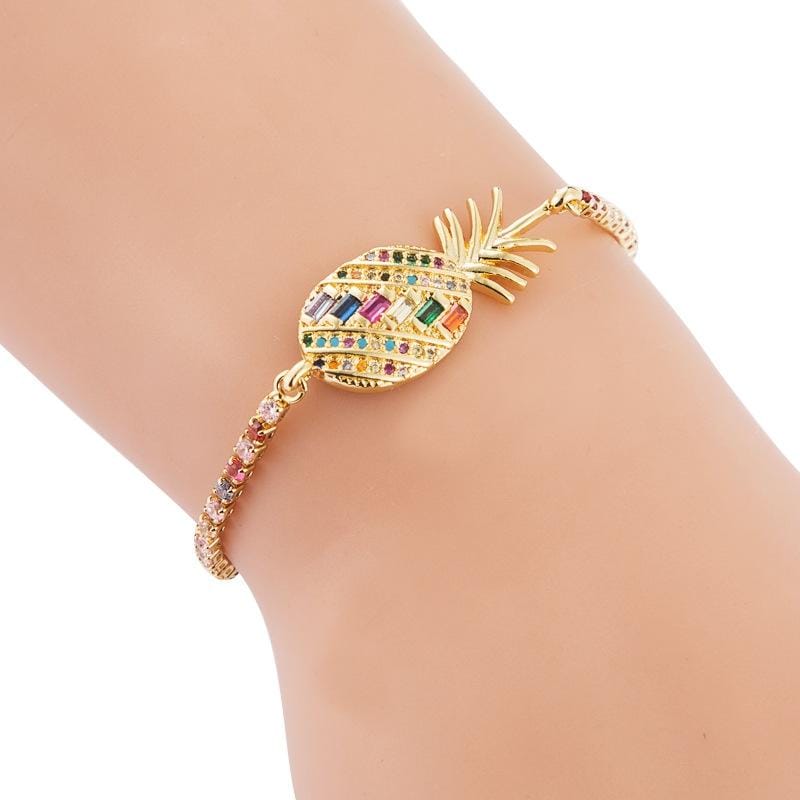 All Copper Pull Adjustable Small Fresh Pineapple Female Bracelet