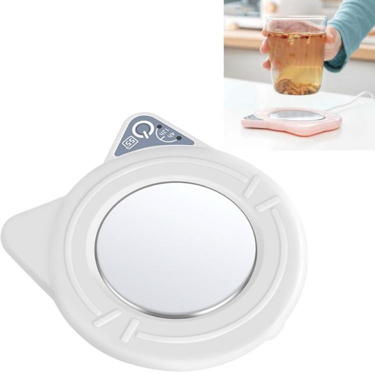 Heating Coaster Cartoon Style Constant Temperature 55 Degrees Celsius Heating Coaster, CN Plug (White)