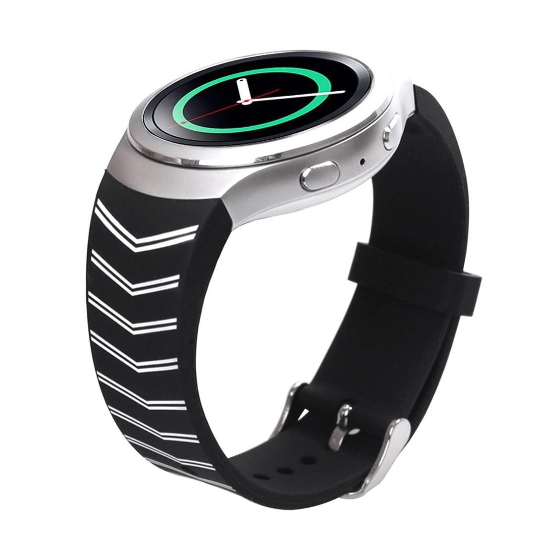 For Samsung Gear S2 Watch Silk Printing Silicone Watchband (Black)