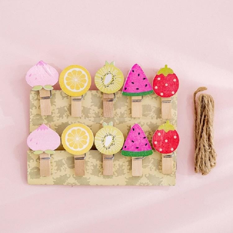 2 PCS Cartoon Hanging Photo Wall Decoration Hemp Rope Creative Colorful Wooden Clip (Pink Pig)
