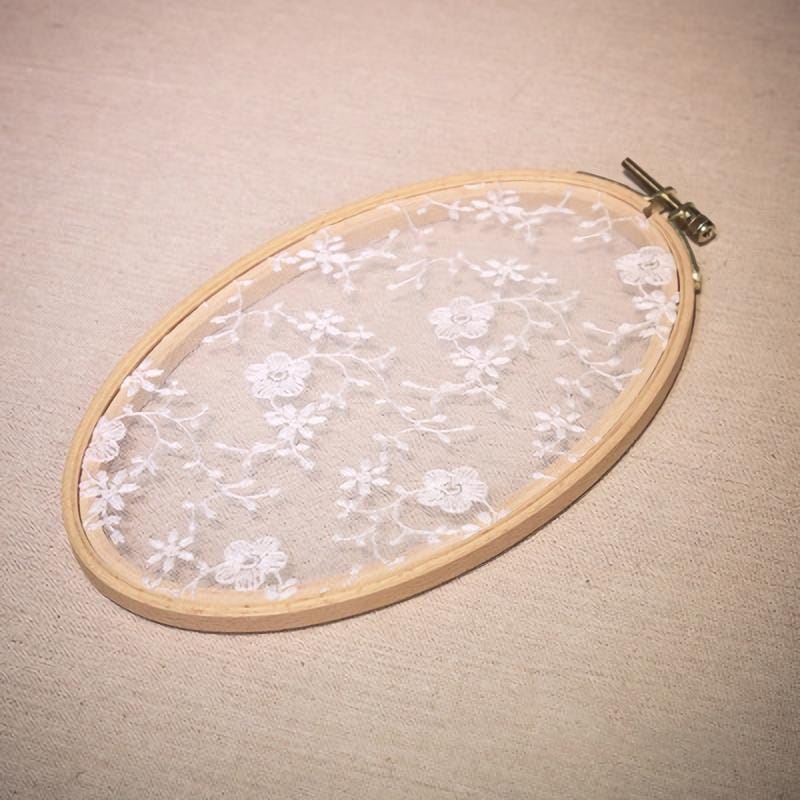 Oval Embroidery Shed Lace Pad Jewelry Rack Earrings Storage Display Stand, Lace Ordinary Version, Size: S (Wood)
