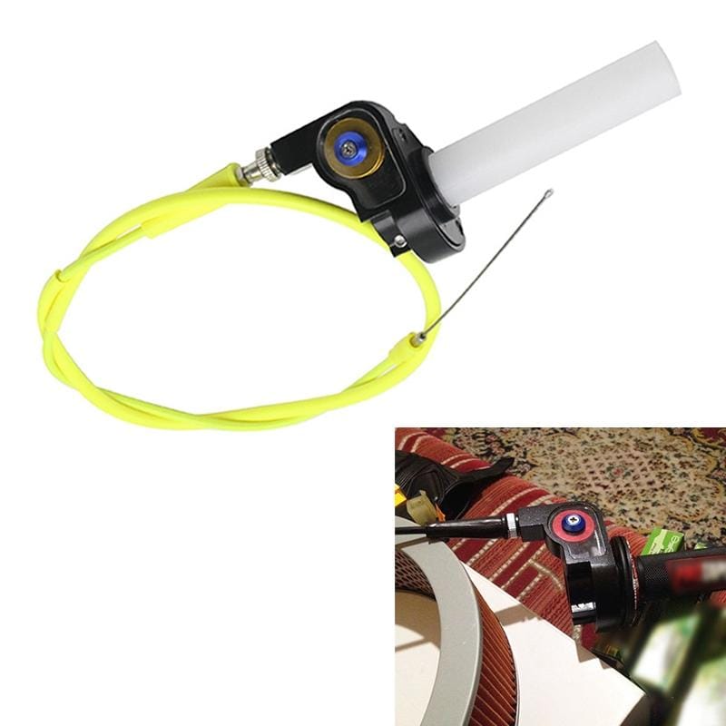 Off-road Motorcycle Modified 22mm Handle Throttle Clamp Hand Grip Big Torque Oil Visual Throttle Accelerator for with Cable (Gold with Yellow Throttle Cable)