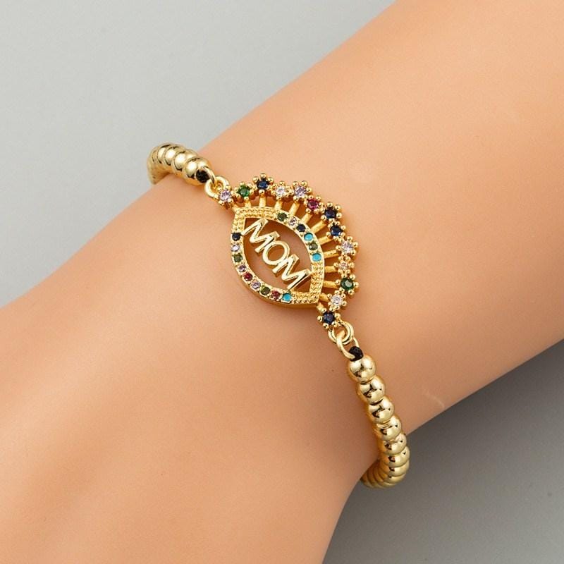 Women Fashion Cross Eye Bracelet Adjustable Rainbow Bracelet, Style:E274 MOM