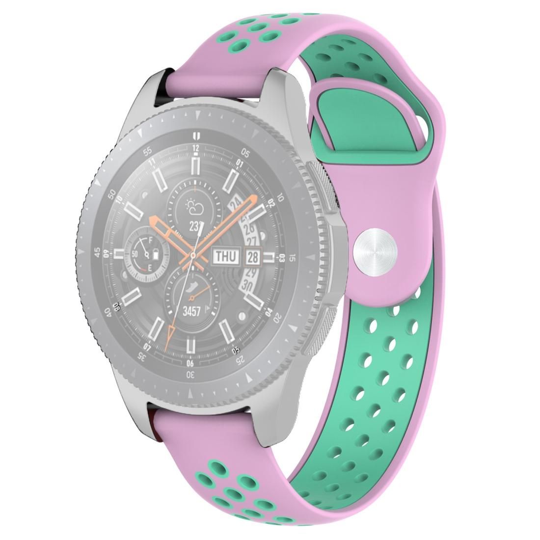 Double Color Wrist Strap Watch Band for Galaxy Watch 46mm (Mint Green + Light Pink)