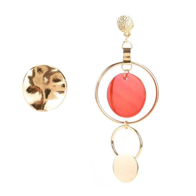 Bohemian Alloy Sheet Multi-Layer Ring Earrings Pendant Jewelry (Pink)