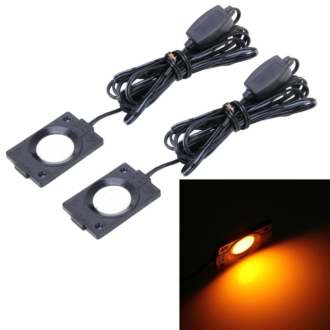 2 PCS Car Auto Universal IP65 Orange Light Door Collision Warning Light  DC 12V , Cable Length: 2m