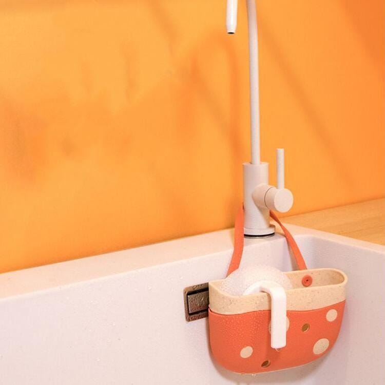 Cheese Shape Sink Hanging Bag Kitchen Sink Storage Supplies Drain Hanging Basket (Red)