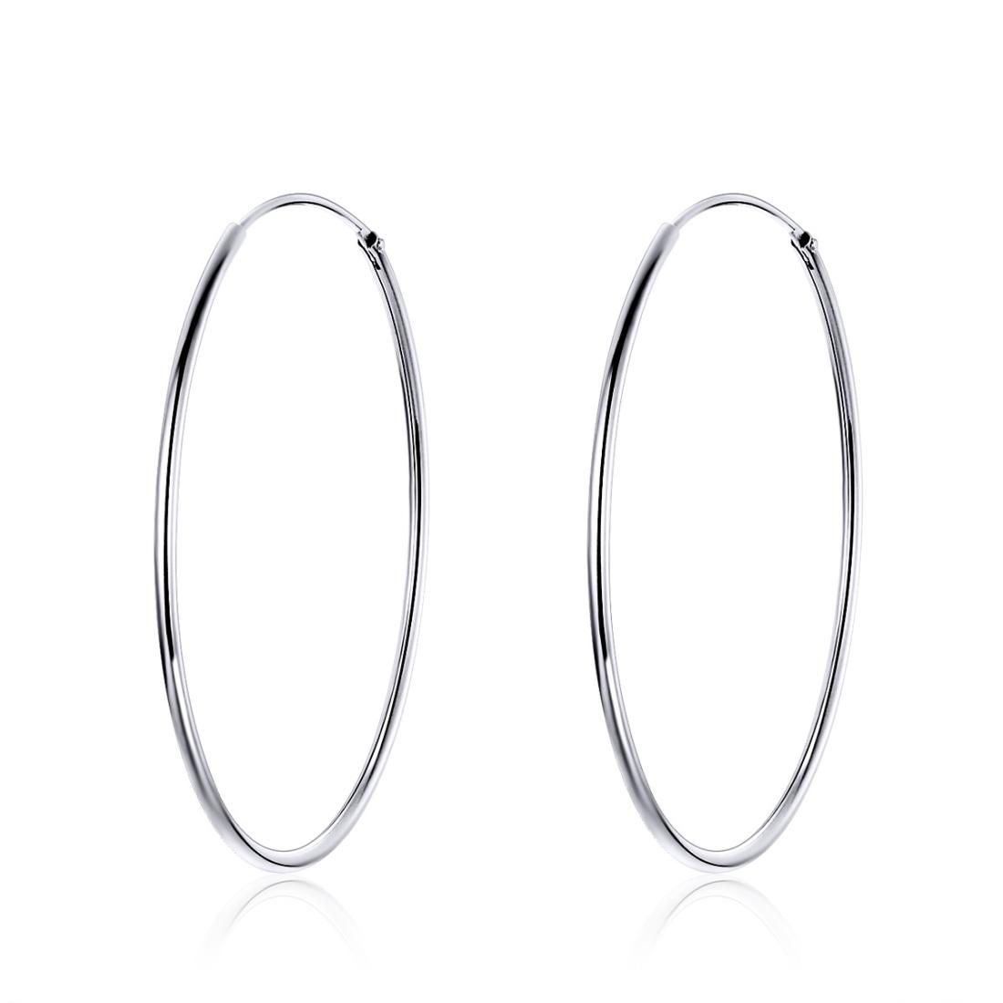 Sterling Silver Exaggerated Simple Stud Earrings Big Circle Female Earrings