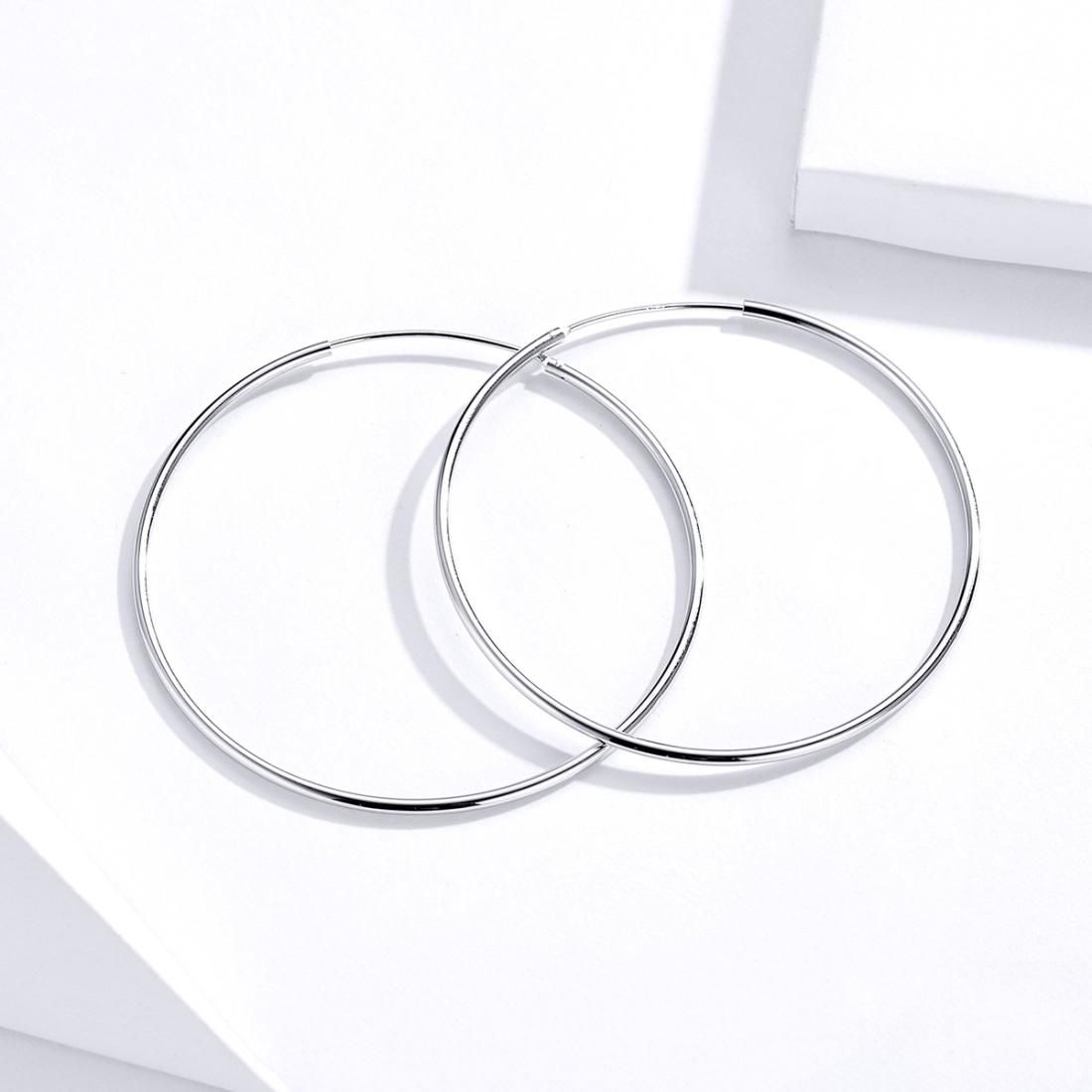 Big Circle Earrings Simple Platinum-plated Sterling Silver S925 Earrings