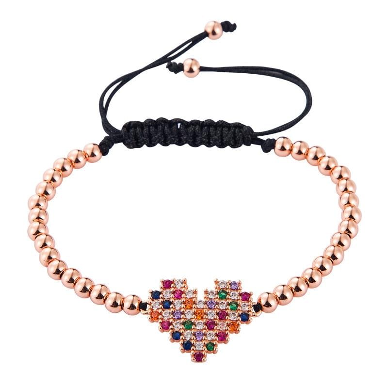 Simple And Fresh Ladies Bracelet Creative Color Copper Micro-inlaid Zircon Heart-shaped Bracelet