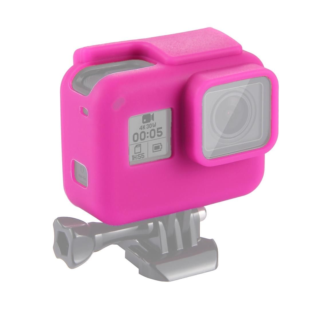 PULUZ Shock-proof Silicone Protective Case with Lens Cover for GoPro HERO /7 Black /6 /5 with Frame (Magenta)
