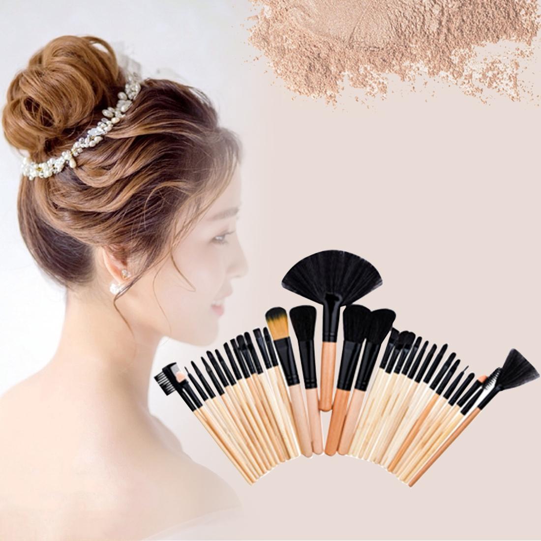 32 in 1 Wood Handle Makeup Brush Cosmetic Foundation Cream Powder Blush Makeup Tool Set (Style1)