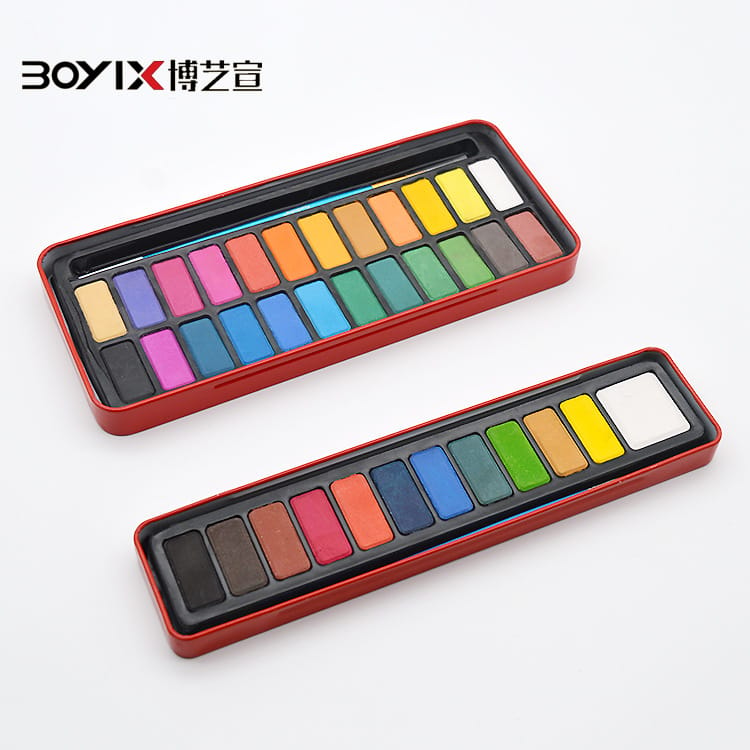 Portable Watercolor Paint Set 12 Assorted Colors Solid Water - 12 Colors