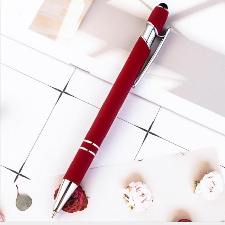 Creative Push Metal Multi-function Touch Handwriting Touch Screen Ballpoint Pen, Written:Bullet type 1.0 (Red Wine)