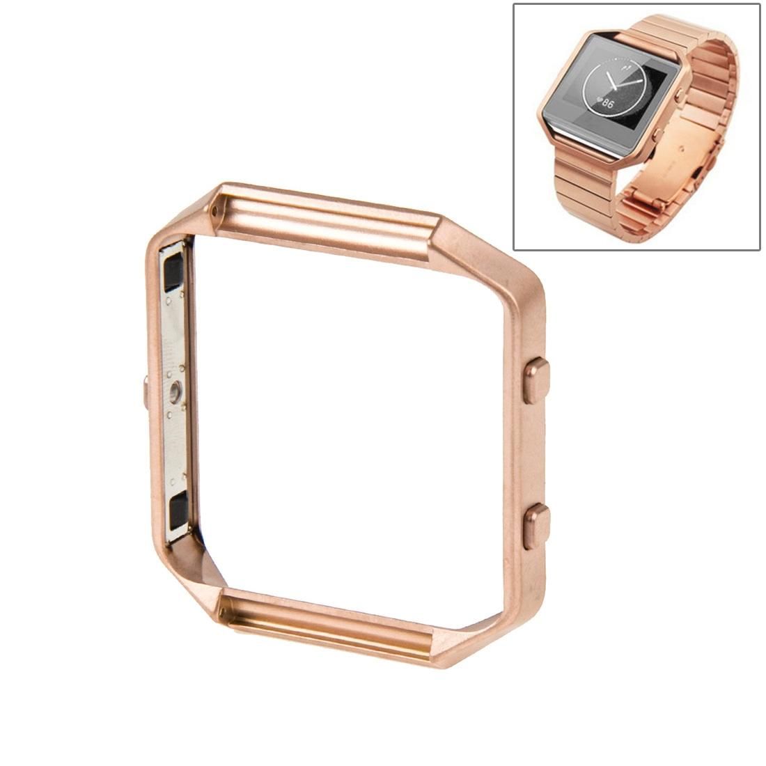For Fitbit Blaze Watch Stainless Steel Frame Holder Shell (Rose Gold)