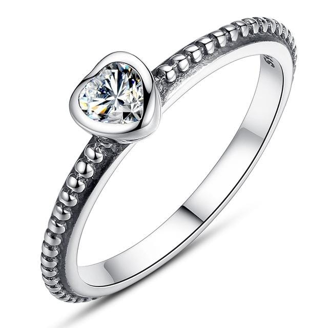 Fashion Color Love Heart Ring with Zircon for Women Wedding Jewelry, Ring Size:6 (White)