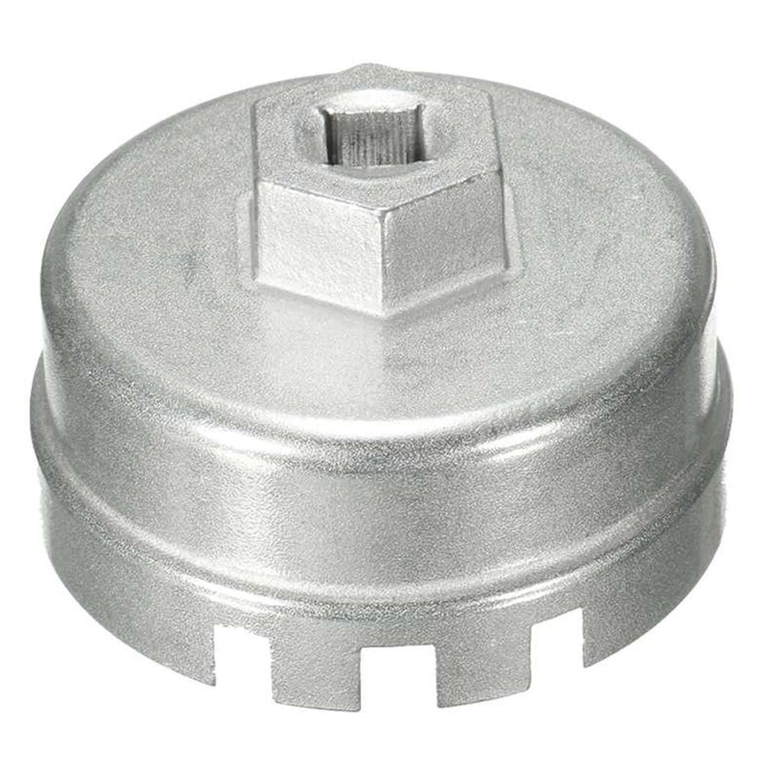 64.5mm Aluminum Oil Filter Wrench Cap Socket Remover Tool for Lexus Toyota Corolla Highlander RAV4 Camry Universal Housing (Silver)