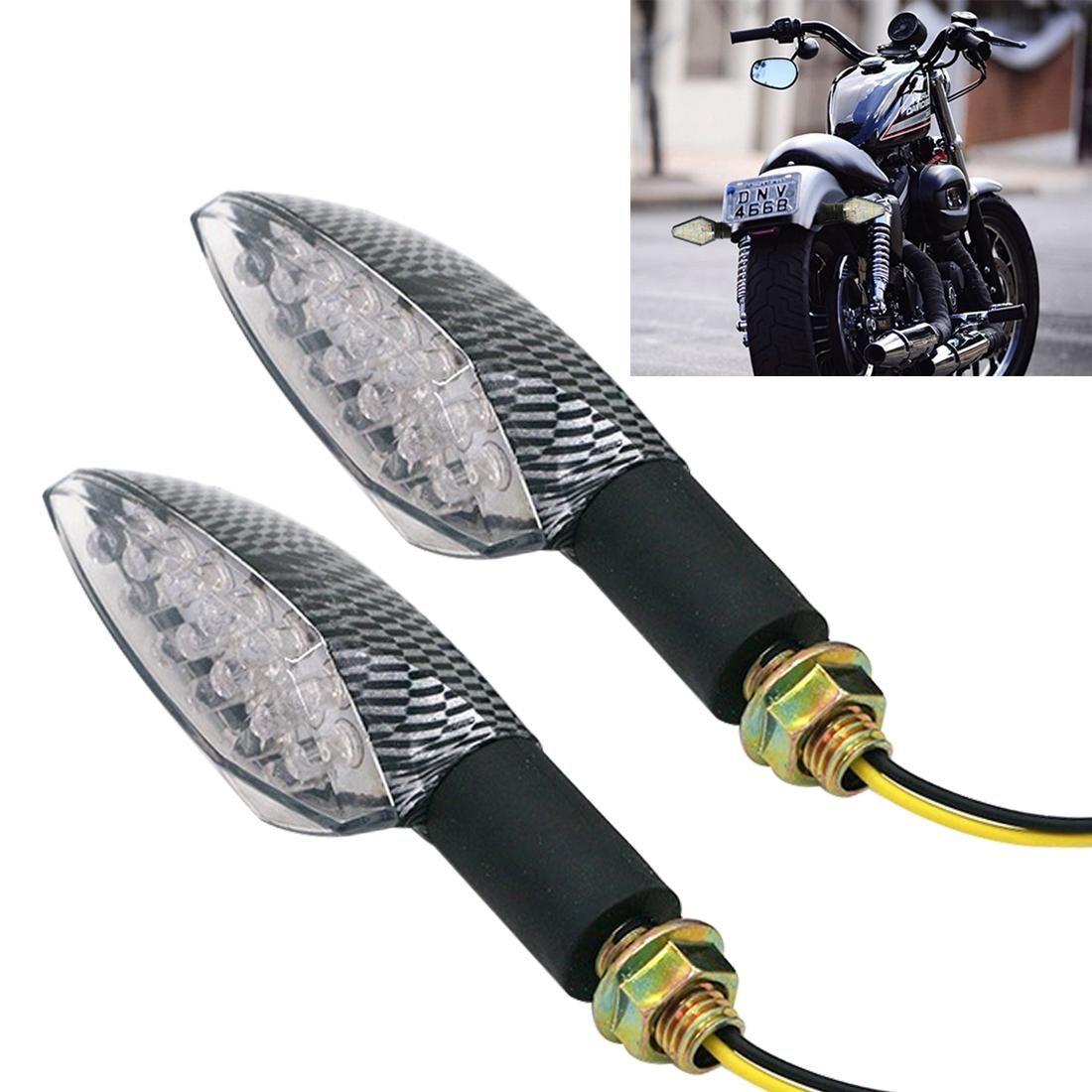 2 PCS Universal Leaf Shape Motorcycle Yellow Light Turn Signal Rear Indicator Light with 15 LED Lamps, DC 12V (Grey)