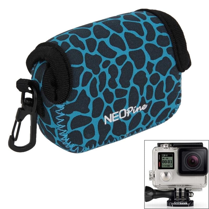 NEOPine GN-6 Leopard Texture Waterproof Housing Neoprene Inner Protective Bag Camera Pouch for GoPro Hero4 /3+ /3 (Blue)