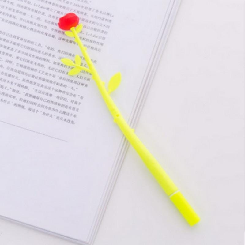 5 PCS Cute Cartoon Simulation Flower Gel Pen Signing Pen (Green Rod Pink Flower)