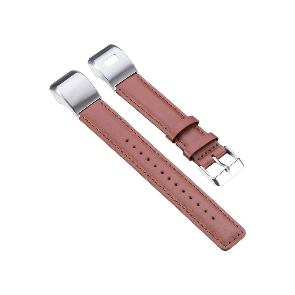 For Garmin Vivosmart HR Plus Genuine Leather Replacement Wrist Strap Watchband (Brown)