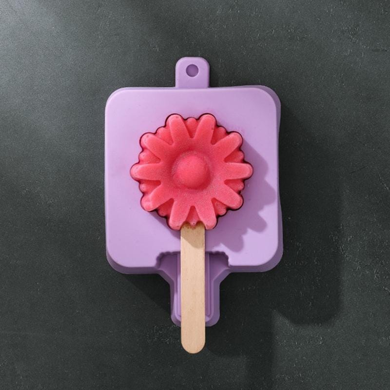 Homemade Children Cute Silicone Cartoon Popsicle Ice Cream Mould, Style:Small Chrysanthemum