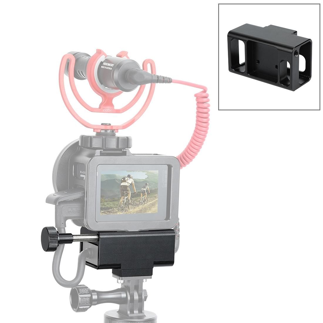 PULUZ Microphone Adapter CNC Aluminum Alloy Protective Case for GoPro HERO8 Black /7 /6 /5 (Black)