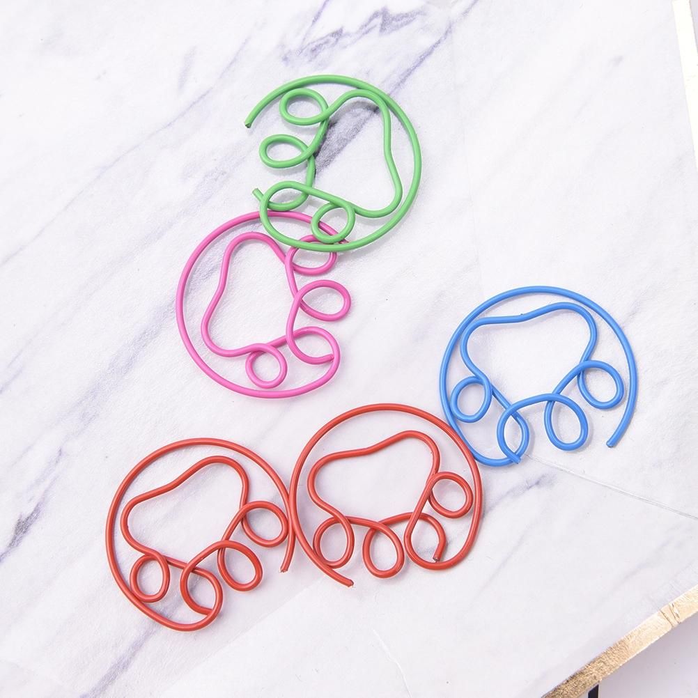 4 Sets Cute Paw Shaped Metal Paper Clip Bookmark Office Accessory