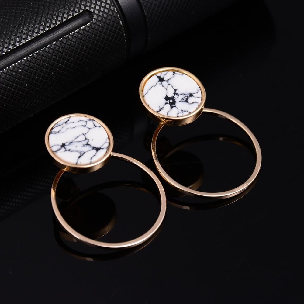 Punk Geometric Marble Stud Earring Women Party Jewelry (square)