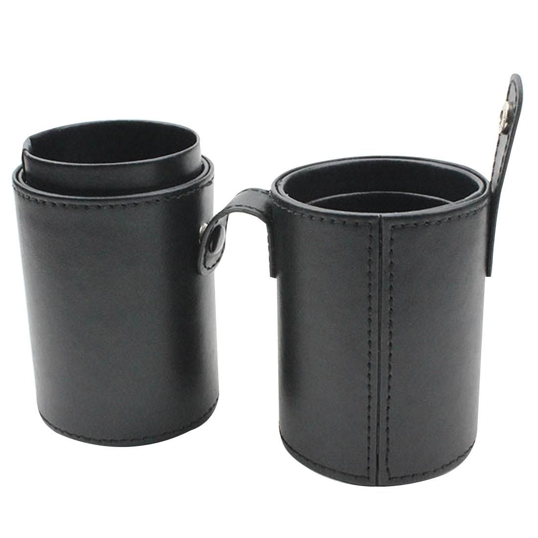 PU Leather Makeup Brush Set Storage Bucket for 24 pcs Brushes, Large Size (Black)