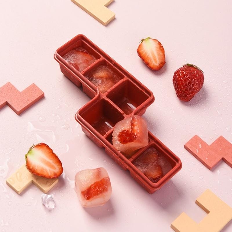 Homemade Building Blocks Style Ice Lattice Mini Creative Silicone Frozen Ice Cube Mould (Red)
