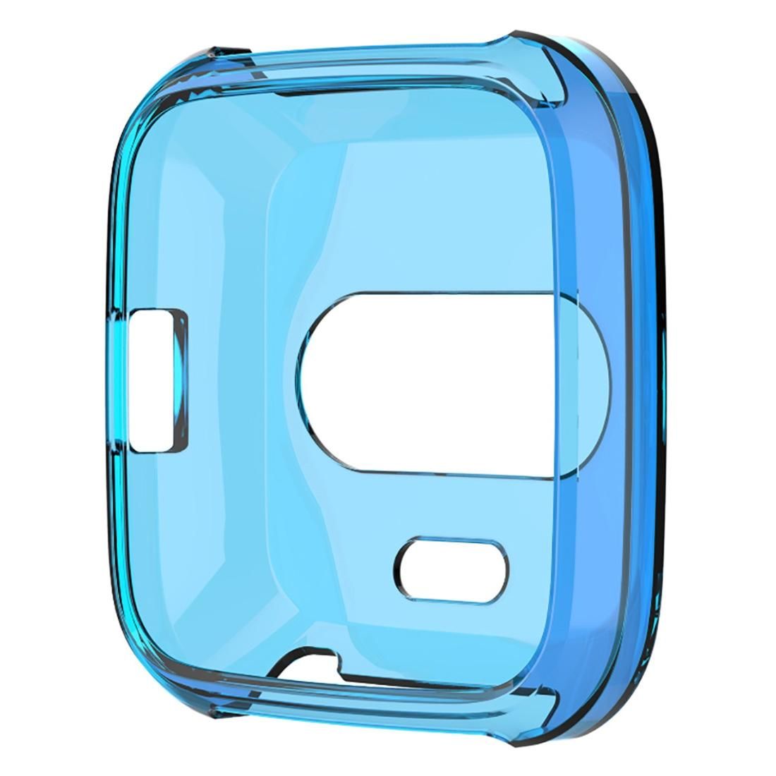 For Fitbit Versa Lite Smart Watch Silicone Protective Case (Transparent Blue)