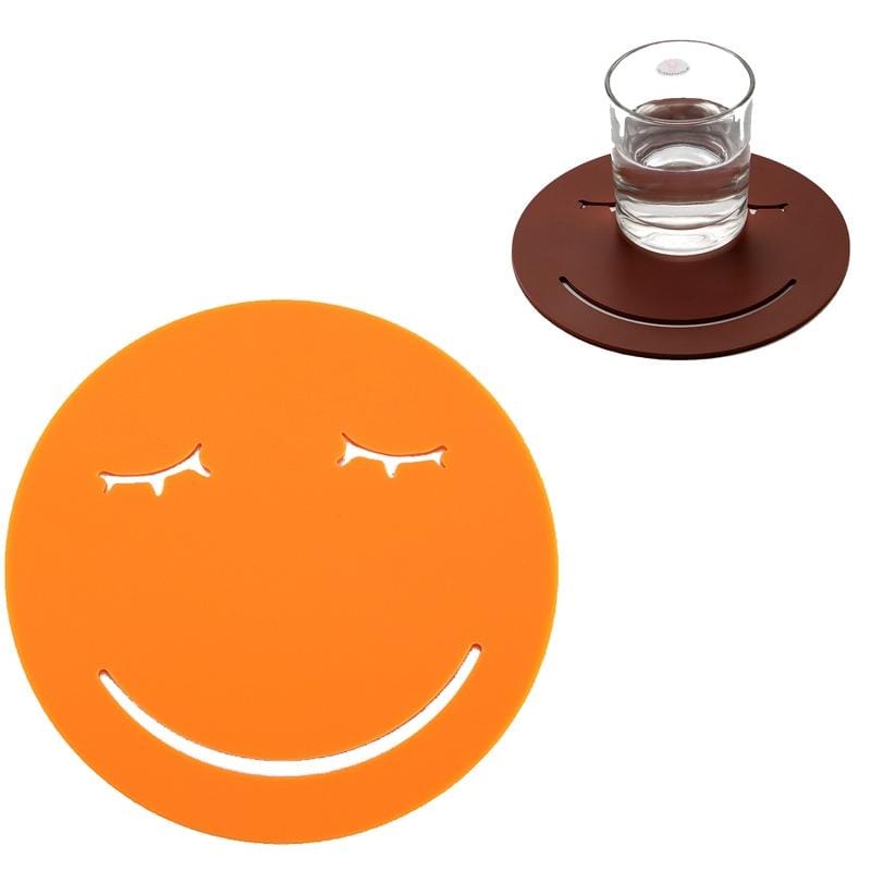 3 PCS Smile Face Expression Shape Food Grade Silicone Placemat Household Insulation Pad Cartoon Expression Non-Slip Table Mat Microwave Heating Pad (Orange)