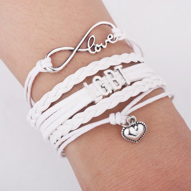 LGBT Words Rainbow Bracelet (Black)