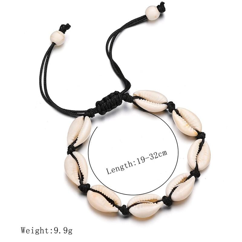 Terreau Kathy Anklets for Women shell Foot Jewelry Summer Beach Barefoot Bracelet ankle on leg Ankle strap Bohemian Accessories (Black)