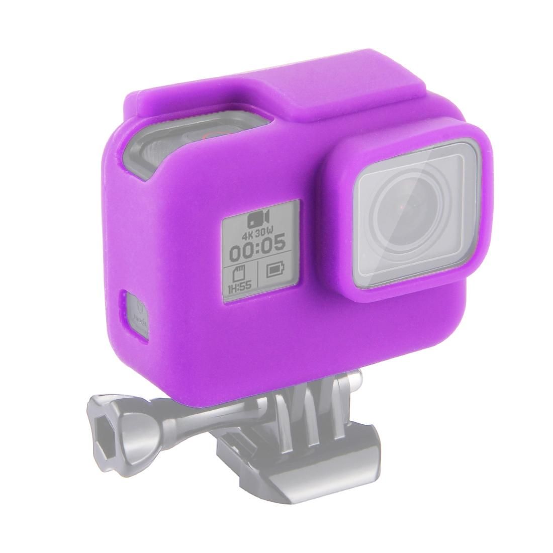 PULUZ Shock-proof Silicone Protective Case with Lens Cover for GoPro HERO /7 Black /6 /5 with Frame (Purple)