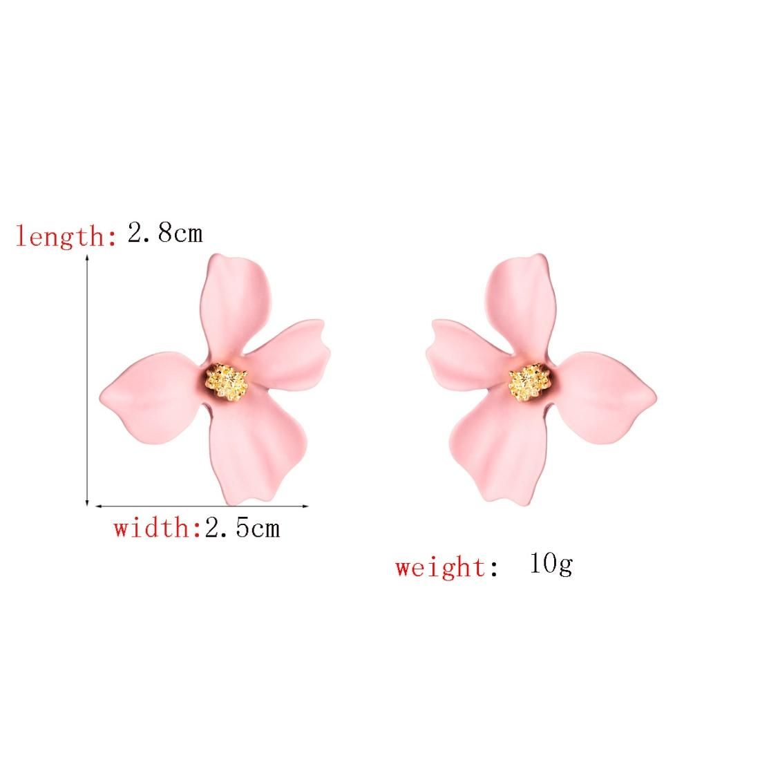 7 Pairs Women Fashion Flower Alloy Petal Earrings (Light Pink)