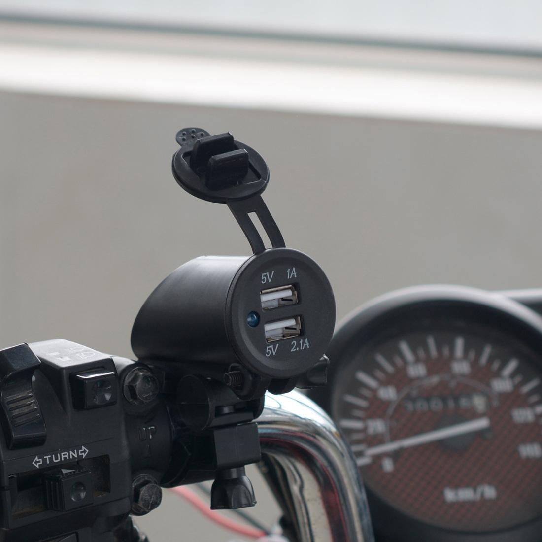 Motorcycle Faucet Waterproof 12-24V 2.1A Dual USB Charger Adapter