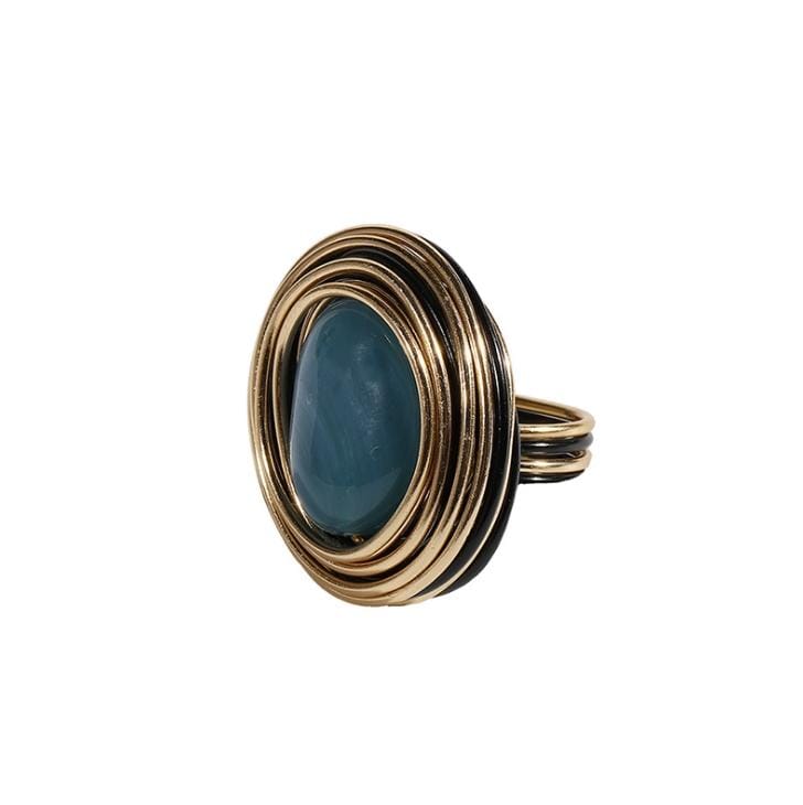 Boho Style Handmade Champagne Crystal Rings  Women Fashion Jewelry Wire Helical Wound Beads Finger Ring, Ring Size:7 (Style8)